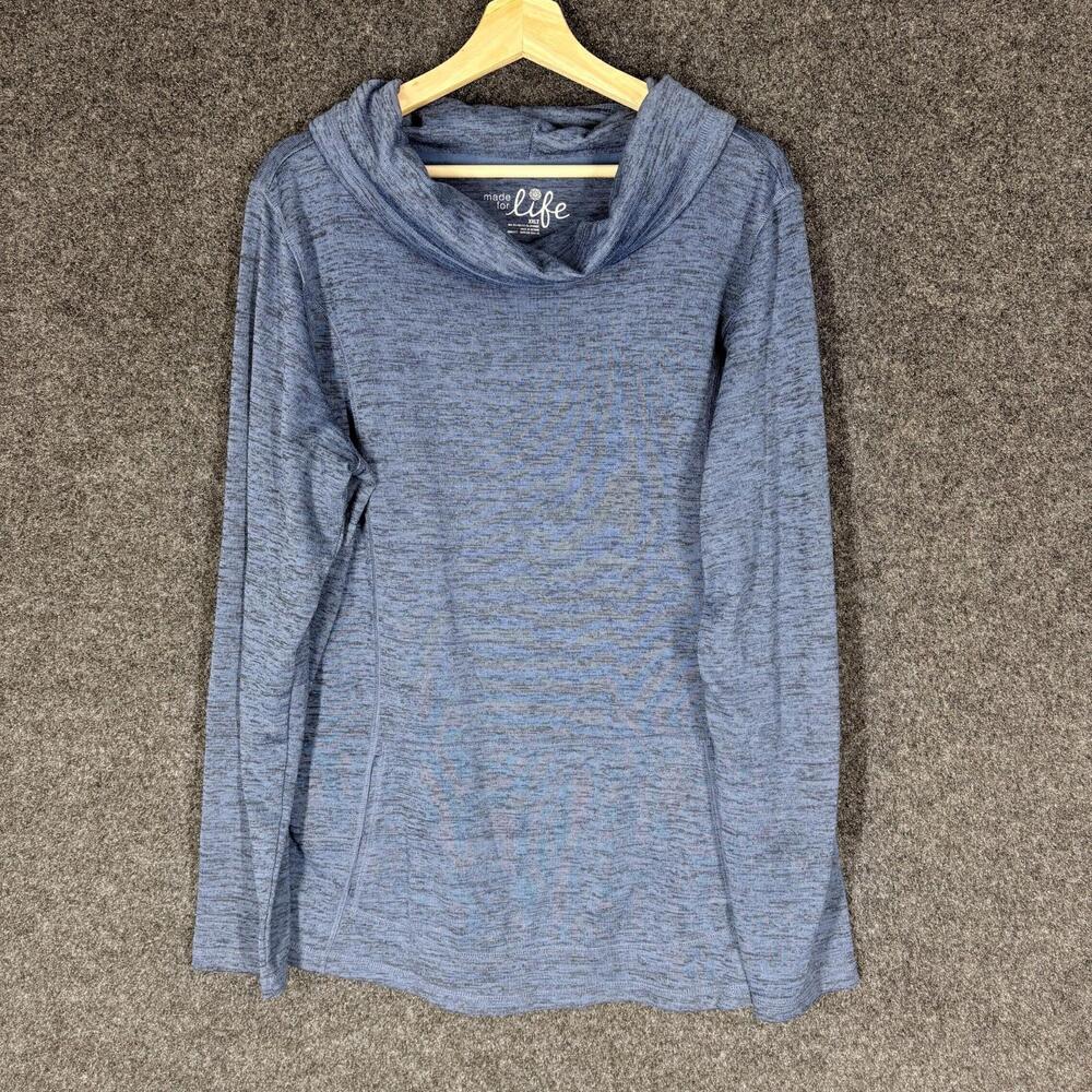 Made For Life Sweater Pullover Women 2XL Tall Blue Knit Cowl Neck Long Sleeve